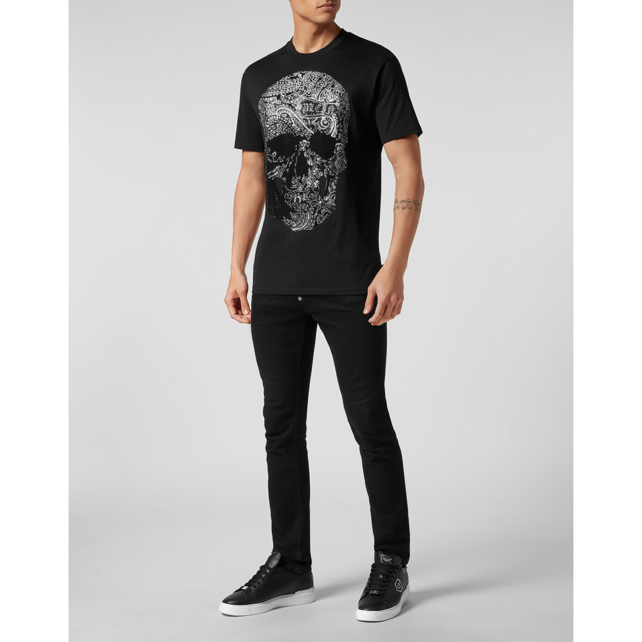 PHILIPP PLEIN Camiseta de cuello redondo y manga corta SKULL
