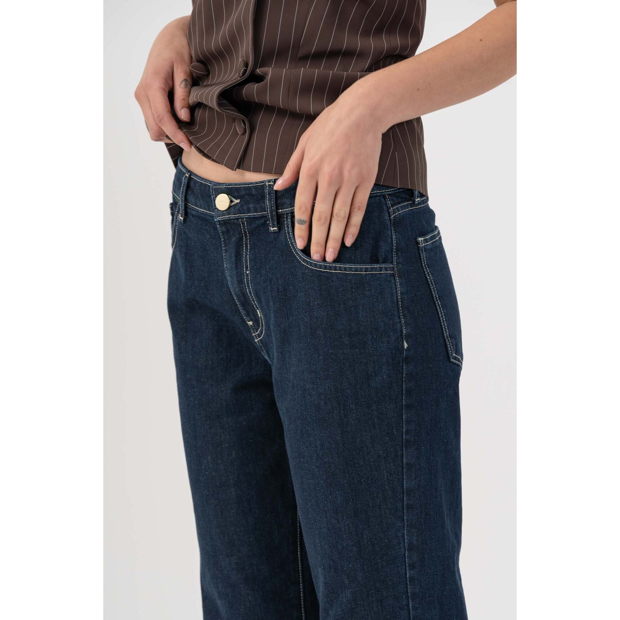 Kocca - Pantaloni in denim con risvolto Donna