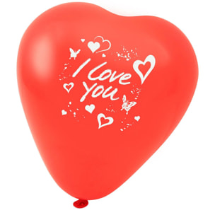 Lot de 5 ballons de baudruche cœur rouge avec inscription Fackelmann Eco Friendly