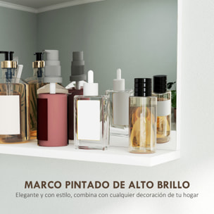 Espejo de Baño Espejo de Pared con Estante Abierto Espejo para Entrada Pasillo 50x12x60 cm Blanco