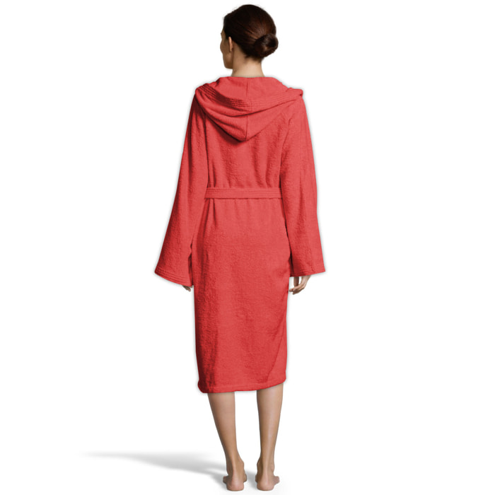 Bassetti Morbido Accappatoio 360 gr con Cappuccio 100% Cotone Uomo Donna Spugna Taglie Forti - ITALY Designed - Collezione VIVIAN - ROSSO RB