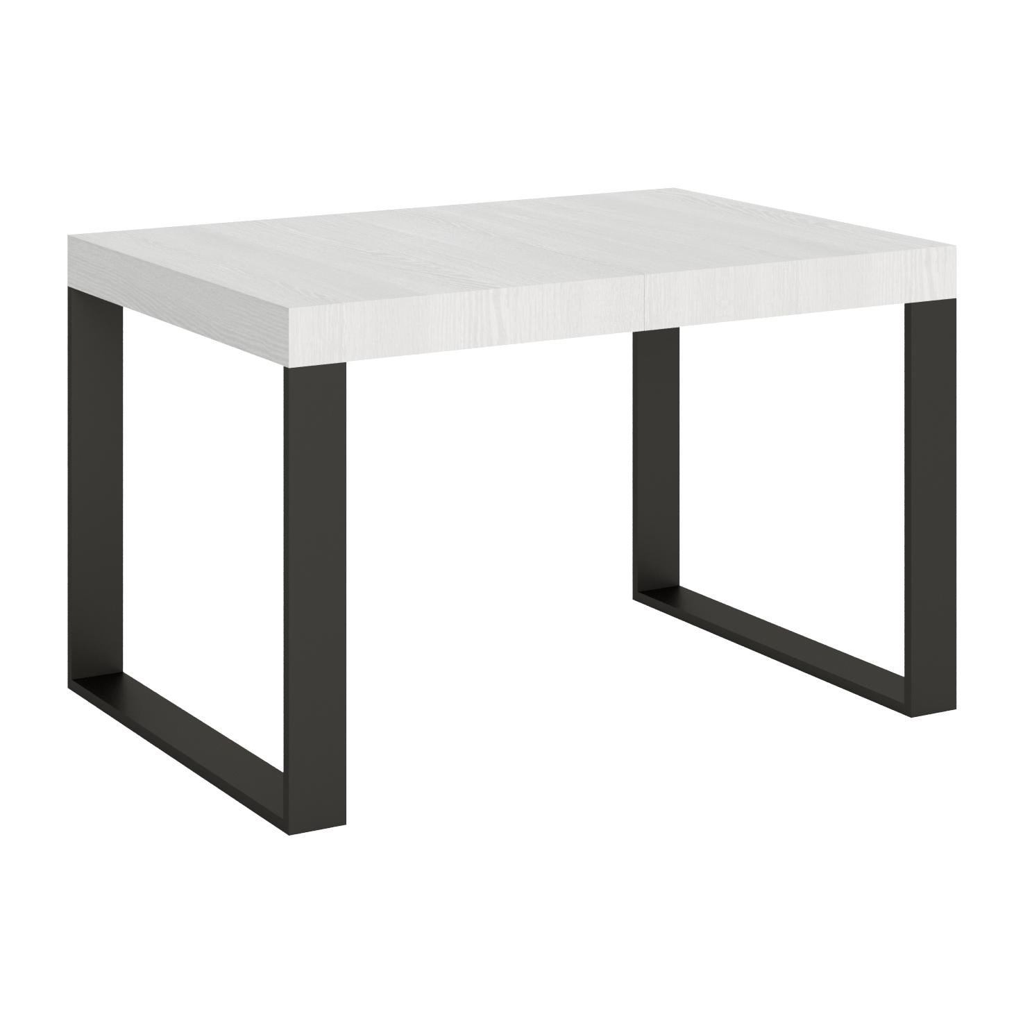 Mesa extensible 140x90/244 cm Tecno Premium Fresno Blanco estructura Antracita