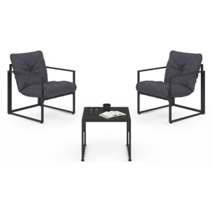 Salon de jardin Tropéa 2 places avec coussins gris