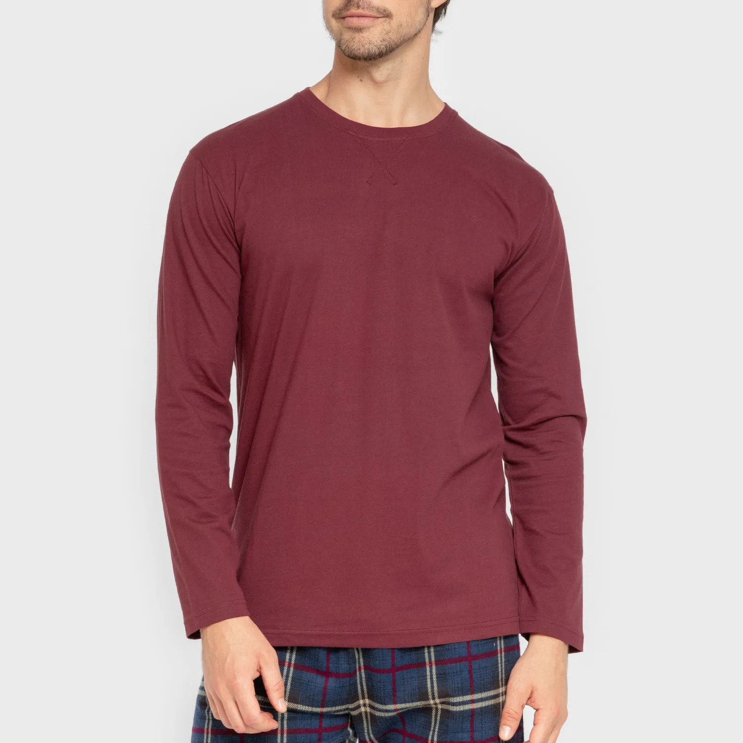 Pijama hombre franela Cuadro Tejada Burdeos