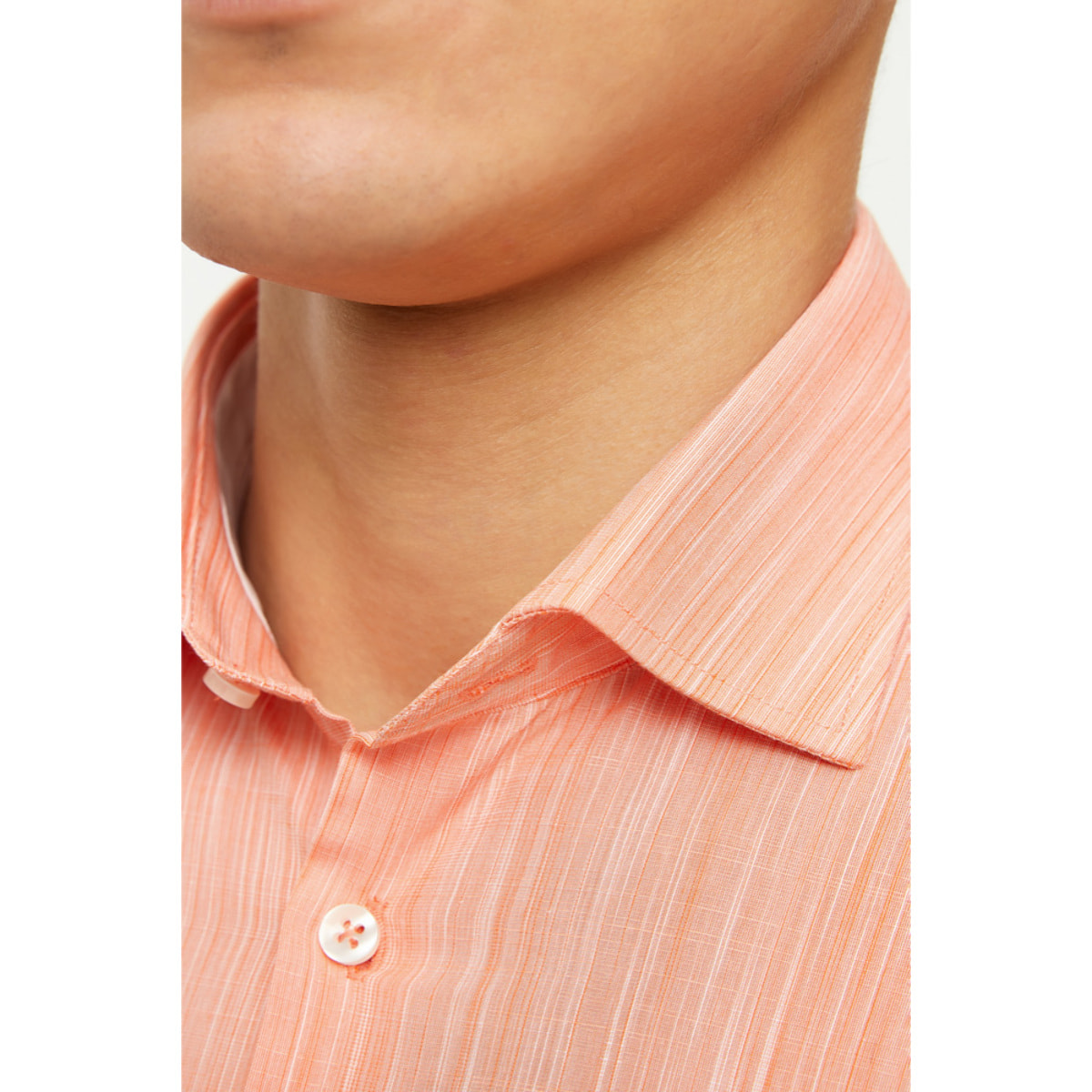 Camicia Uomo 1 Bottone Francese Slim Fil a Fil Unito Arancio Chiaro