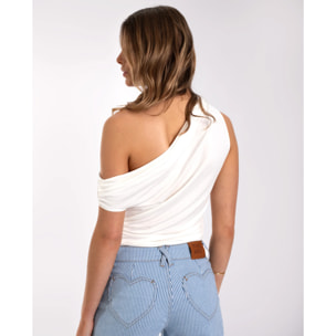 Camiseta de mujer cropped asimétrica