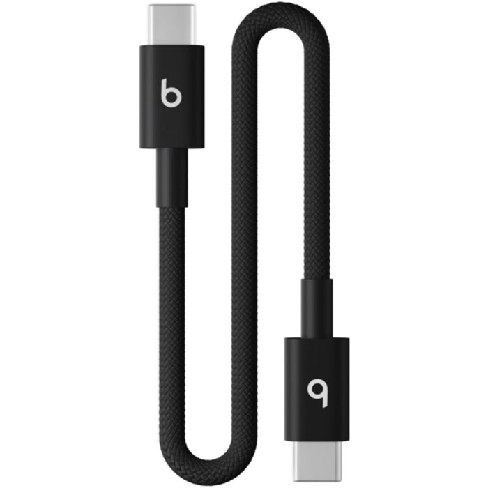 Câble de charge BEATS tissé court USB-C vers USB-C 20 cm Noir