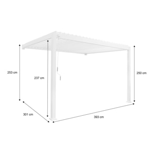 Pergola bioclimatique aluminium blanc adossée lames orientables 4x3m Triomphe