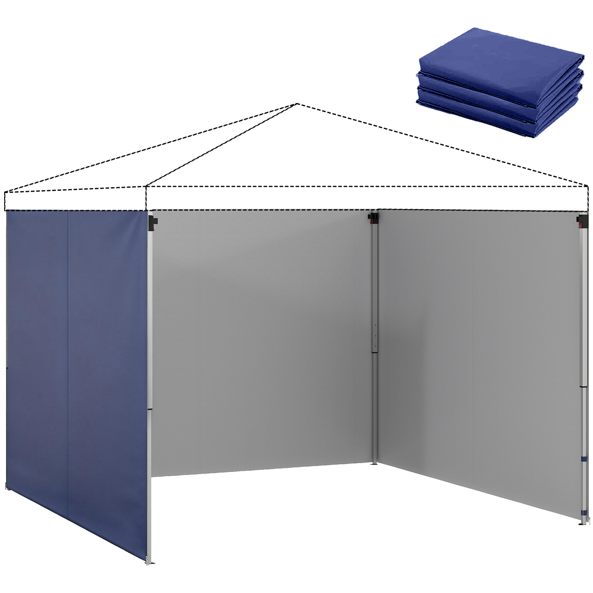 3 Paredes Laterales para Carpas de 3x3 m, Paredes Laterales de Repuesto para Cenador de Tela Oxford 210D con Cremallera, para Fiestas, 300x200 cm, Azul Oscuro