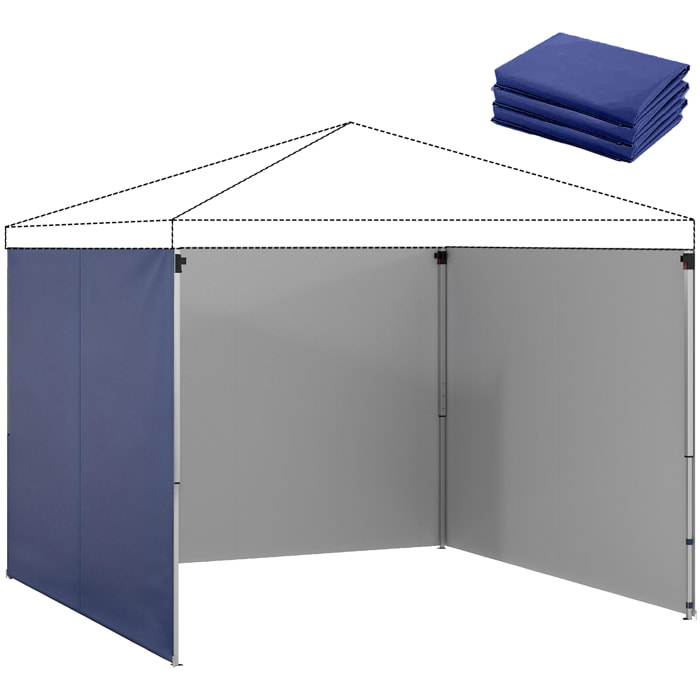 3 Paredes Laterales para Carpas de 3x3 m, Paredes Laterales de Repuesto para Cenador de Tela Oxford 210D con Cremallera, para Fiestas, 300x200 cm, Azul Oscuro