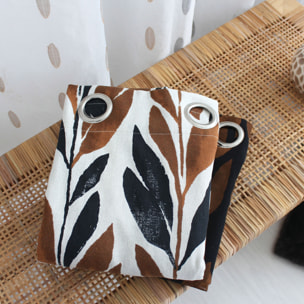 Rideau motif végétal tamisant en coton recyclé - Blanc