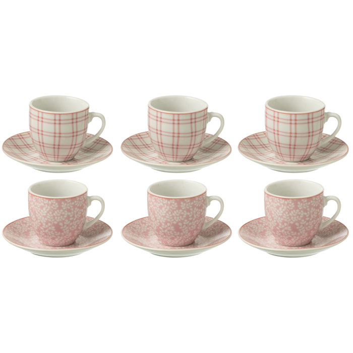 J-Line tasse + sous-tasse - céramique - rose - boîte de 6