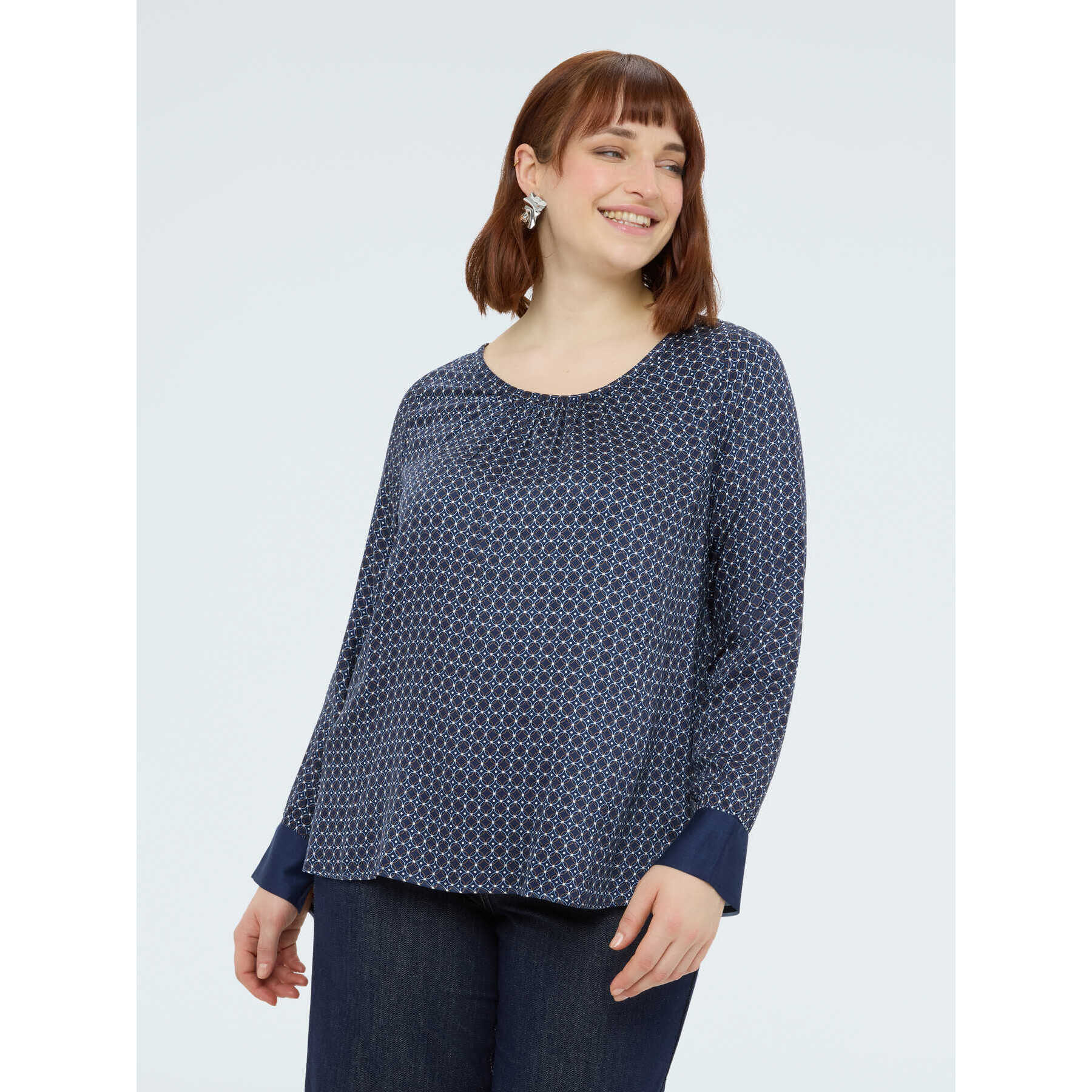 Fiorella Rubino - Blusa de raso con estampado geométrico - Azul