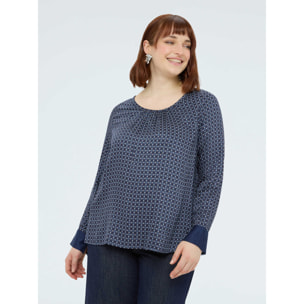 Fiorella Rubino - Blusa de raso con estampado geométrico - Azul
