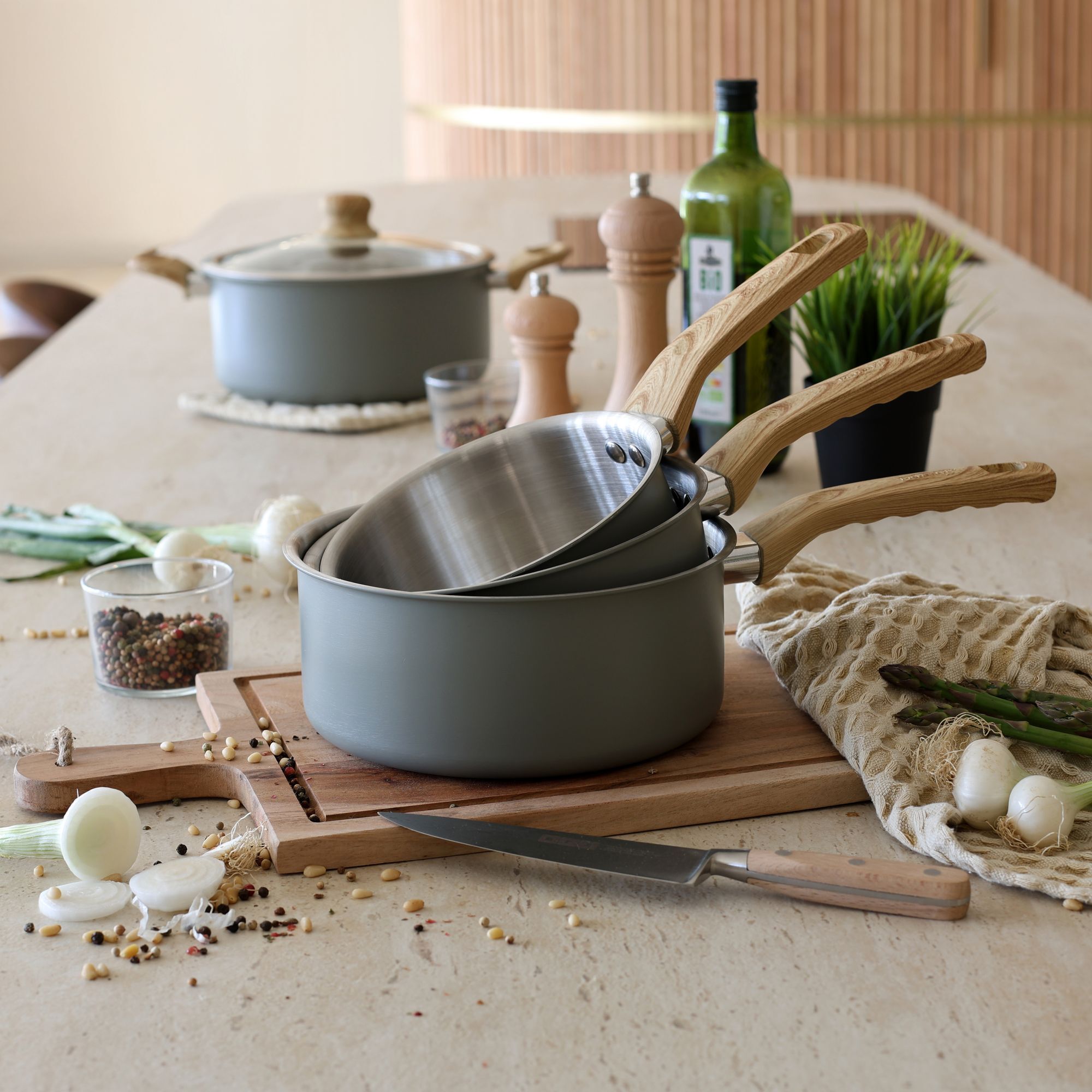 Lot de 3 casseroles en acier inoxydable - tous feux EASYNOX