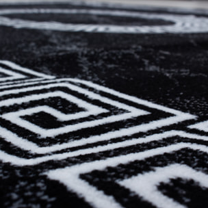 PLUS - Tapis à poils courts style grec noir - PLU8009NOI