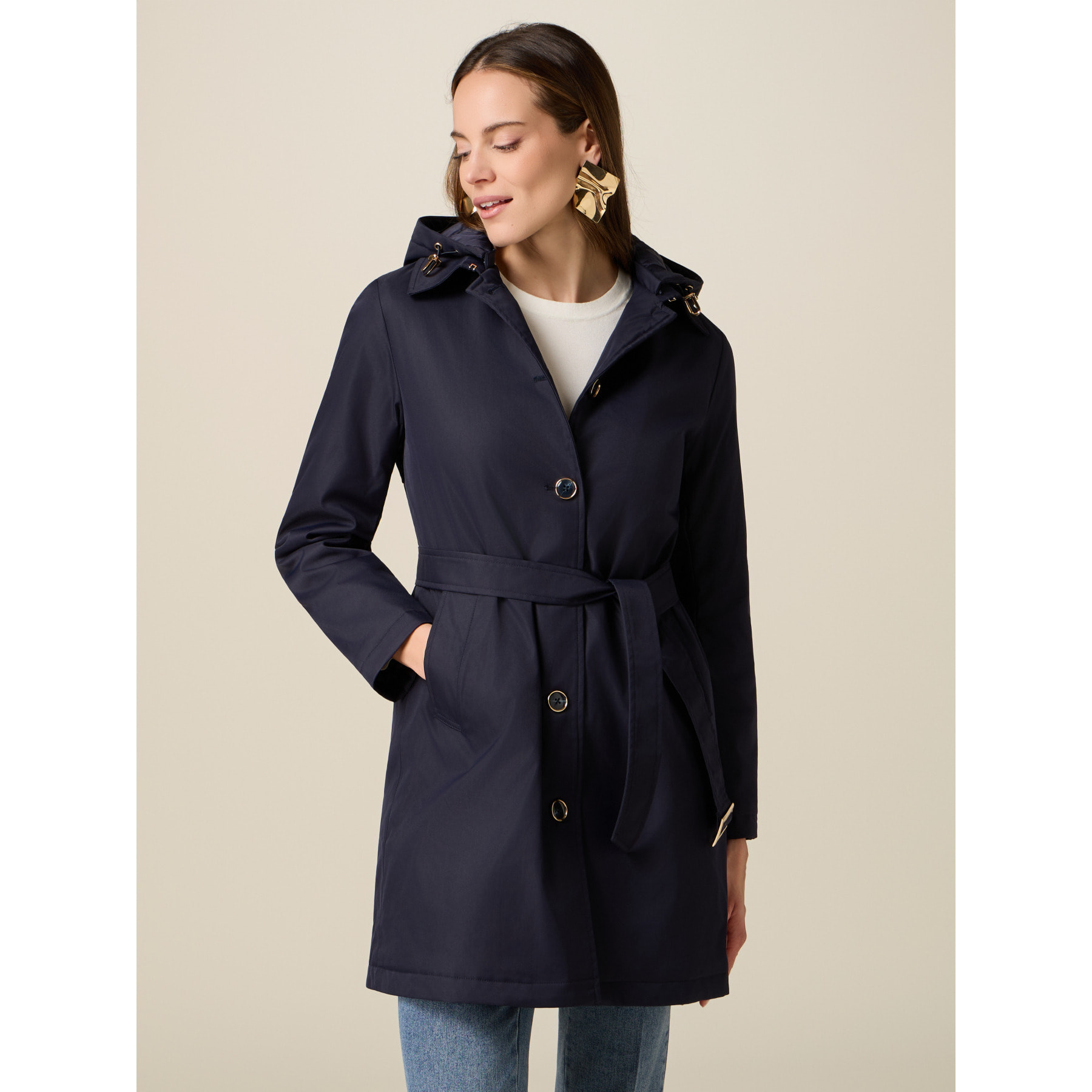 Oltre - Trench acolchado midi - Azul