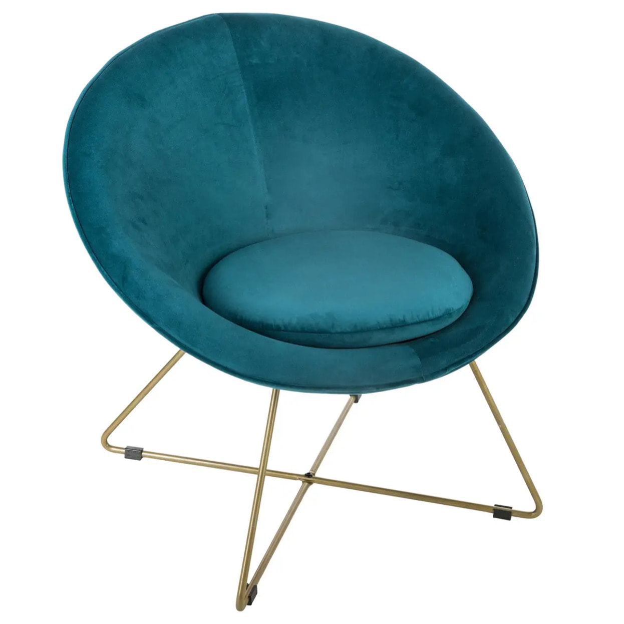 Fauteuil "Evan" velours bleu canard