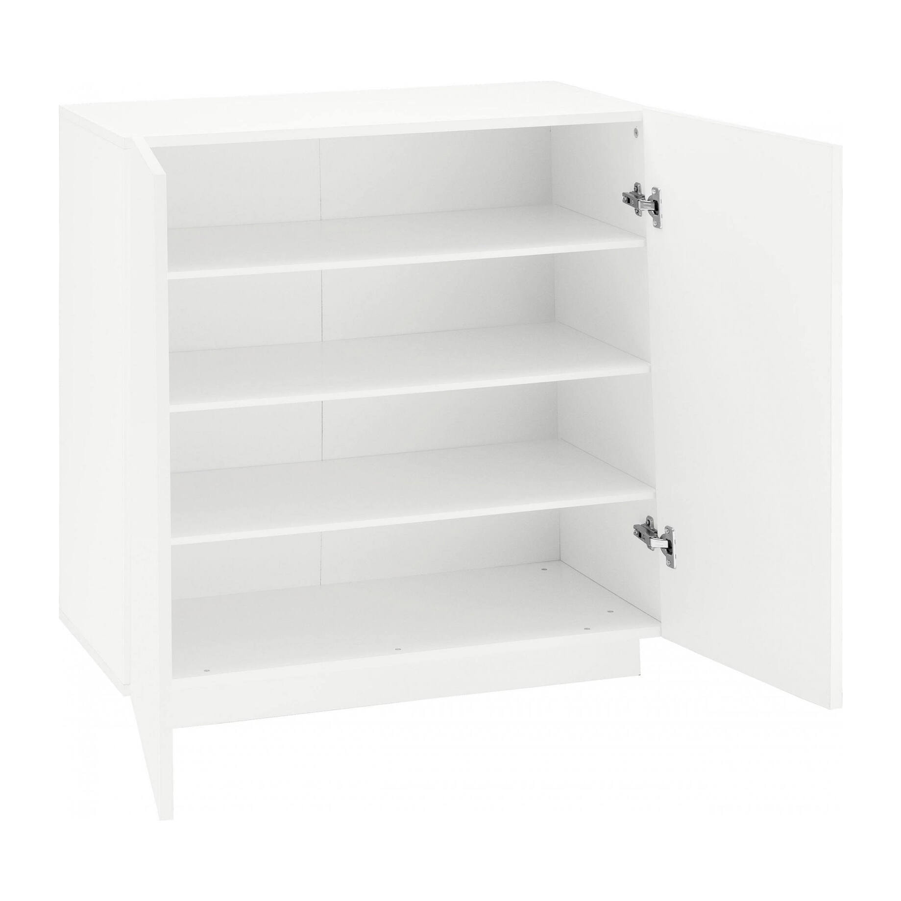 Scarpiera Apetta, Mobile multiuso a 2 ante, Portascarpe da ingresso, 100% Made in Italy, cm 80x38h86, Bianco lucido
