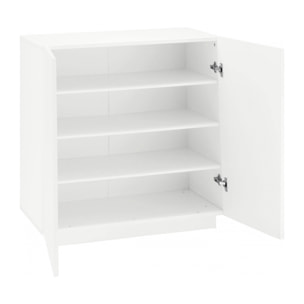 Scarpiera Apetta, Mobile multiuso a 2 ante, Portascarpe da ingresso, 100% Made in Italy, cm 80x38h86, Bianco lucido