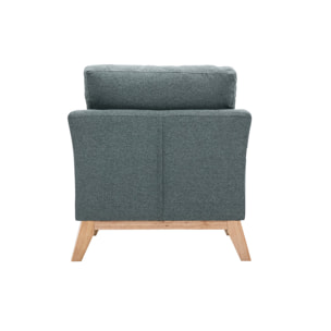 Fauteuil scandinave déhoussable en tissu vert de gris et bois clair OSLO