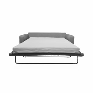 Canapé lit 3 places gris clair avec matelas 12cm d'épaisseur. fabriqué en France