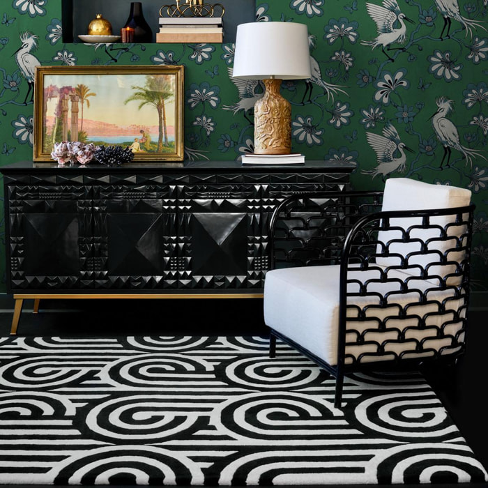 Tapis salon et chambre fait à la main en laine motif seventies