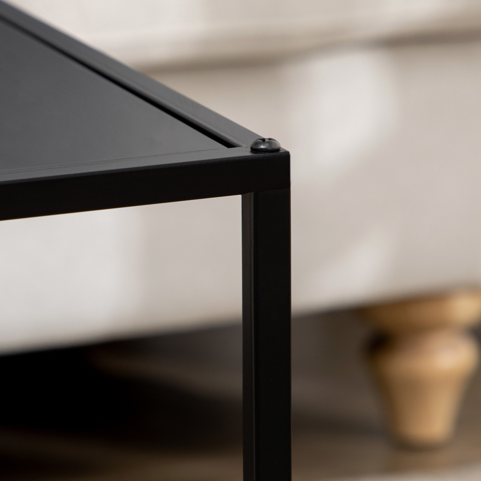 Juego de 2 Mesas Nido, Mesas de Centro para Salón Cuadradas, Material de Acero, para Dormitorio y Oficina, Grande 40 cm, Pequeña 35 cm, Negro