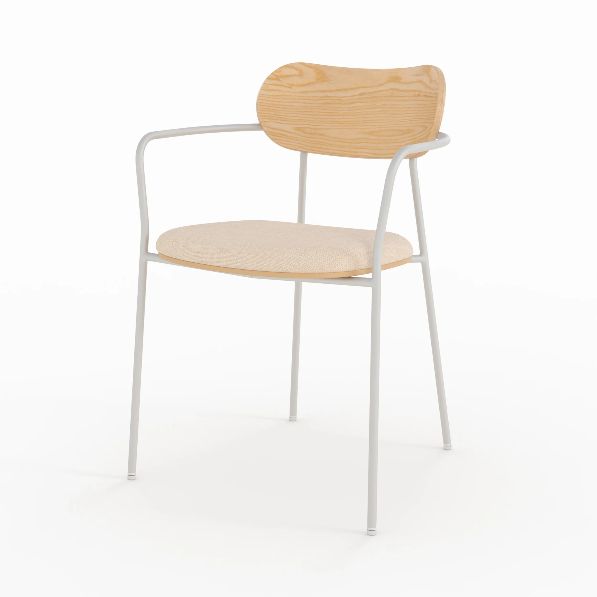 Lot de 2 chaises en tissu beige et placage en bois clair - Marine