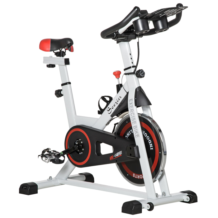 Bicicleta Estática Bicicleta de Fitness Pantalla LCD Carga 100kg Acero Blanco