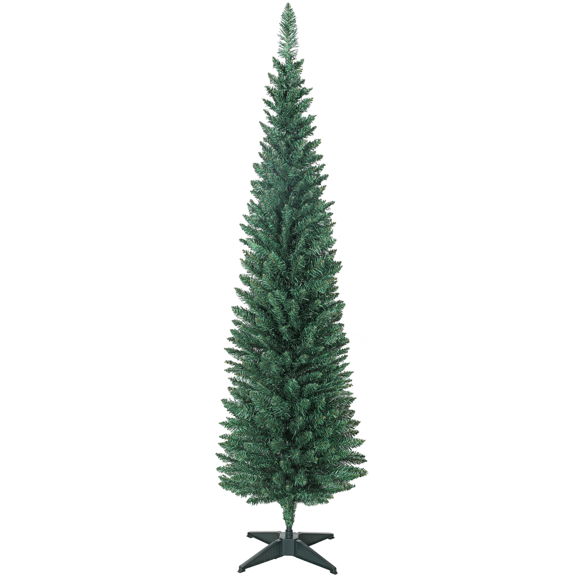 Árbol de Navidad Estrecho 180 cm, Árbol de Navidad Artificial con 321 Ramas, Soporte Metálico, Fácil de Montar, Decoración para Interior, Hogar, Oficina, Verde