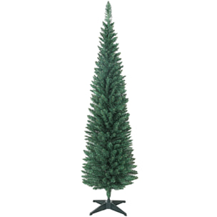 Árbol de Navidad Estrecho 180 cm, Árbol de Navidad Artificial con 321 Ramas, Soporte Metálico, Fácil de Montar, Decoración para Interior, Hogar, Oficina, Verde