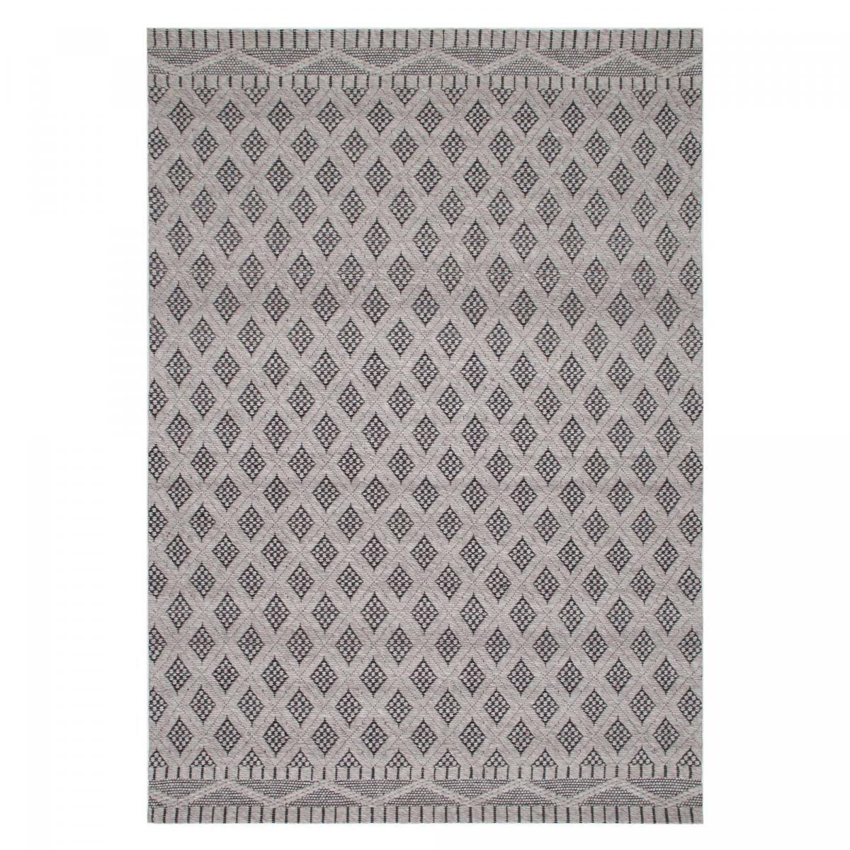 Tapis Kilim épais Bace, tissé à plat à à la main à base de plastique recyclé
