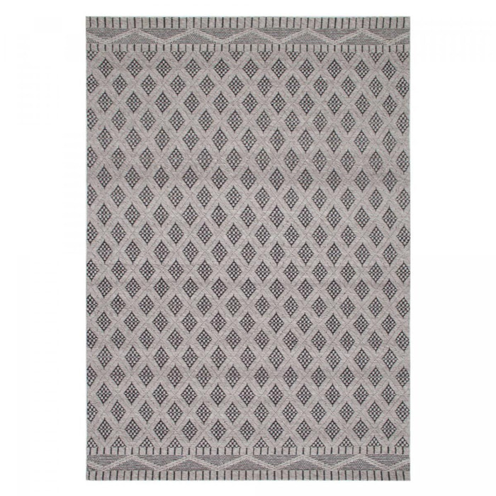 Tapis Kilim épais Bace, tissé à plat à à la main à base de plastique recyclé