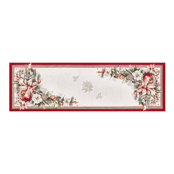 Runner Natalizio Cucina Salotto In Tessuto Gobelin Cinigliato Made in Italy Disegno Garland