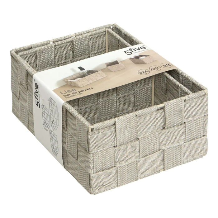 Lot de 3 paniers Lise beige
