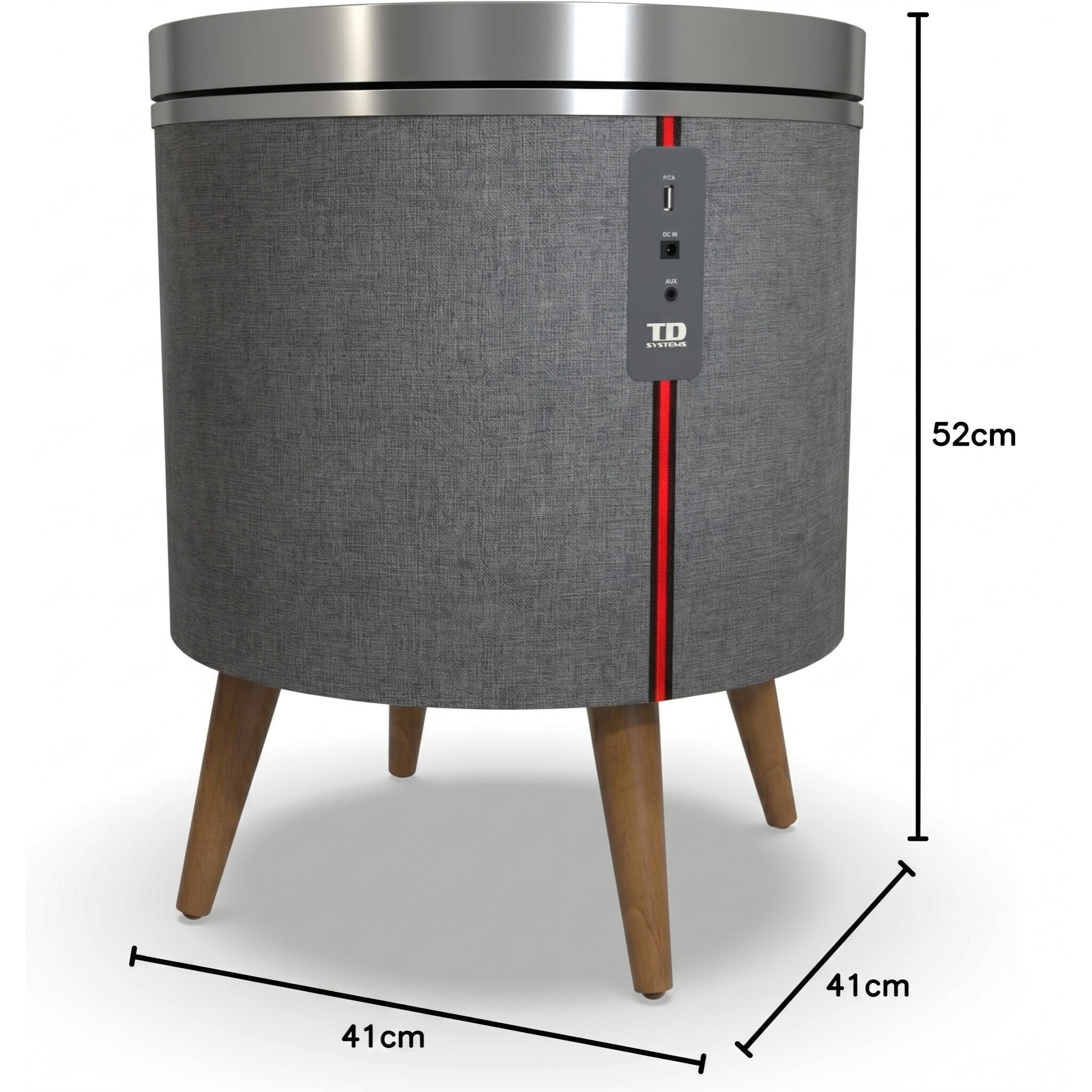Mesa auxiliar altavoz con sonido de 65W y subwoofer, Bluetooth, base de carga inalámbrica. Mesilla o mesita para dormitorio o sala de estar - TD Systems SM65B11WR [Madera roble]