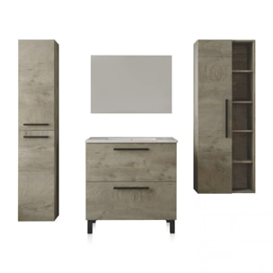Pack de baño con lavabo cerámico y columnas Sense Max Roble Alaska