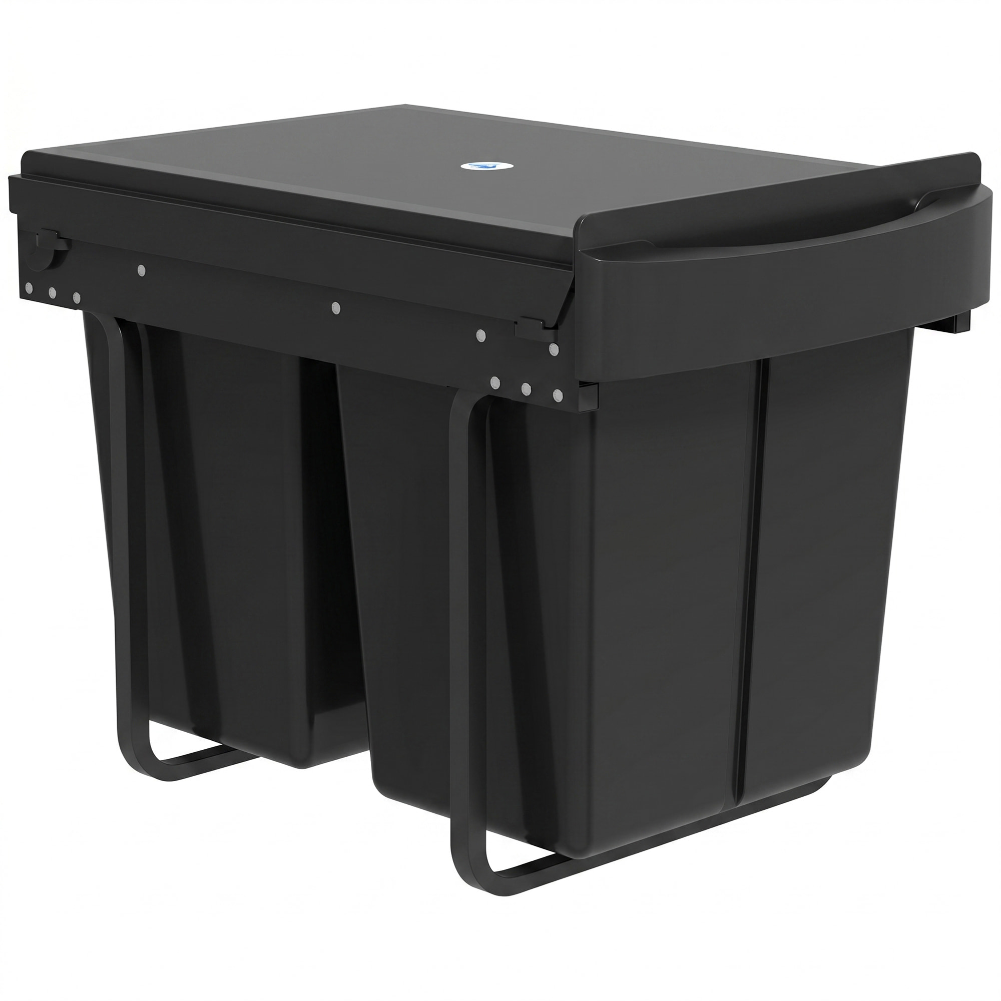 Poubelle de tri coulissante - 2 bacs amovibles avec poignée - 2 x 20L - métal PP noir