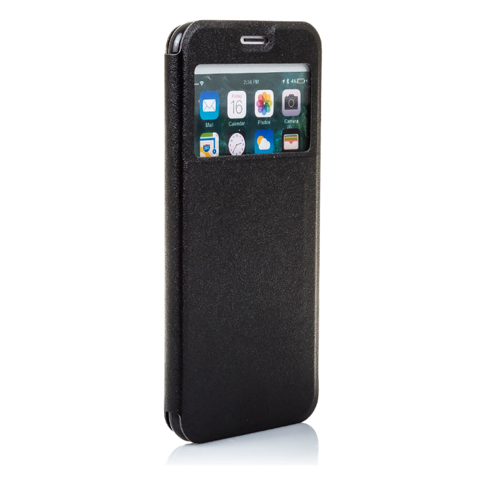 DAM CUSTODIA A LIBRO CON CHIUSURA MAGNETICA A FINESTRA Iphone 7 Plus/ Iphone 8 Plus 8x1x15 Cm. Colore nero