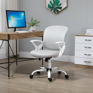 Vinsetto Silla de Oficina Ergonómica Silla de Escritorio Basculante con Altura Ajustable Asiento Giratorio 360° y Soporte Lumbar Malla Transpirable 61x61x89-99 cm Gris