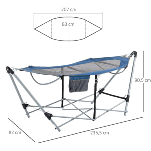 Hamaca de Jardín con Soporte Plegable con Malla Transpirable Bolsa de Transporte