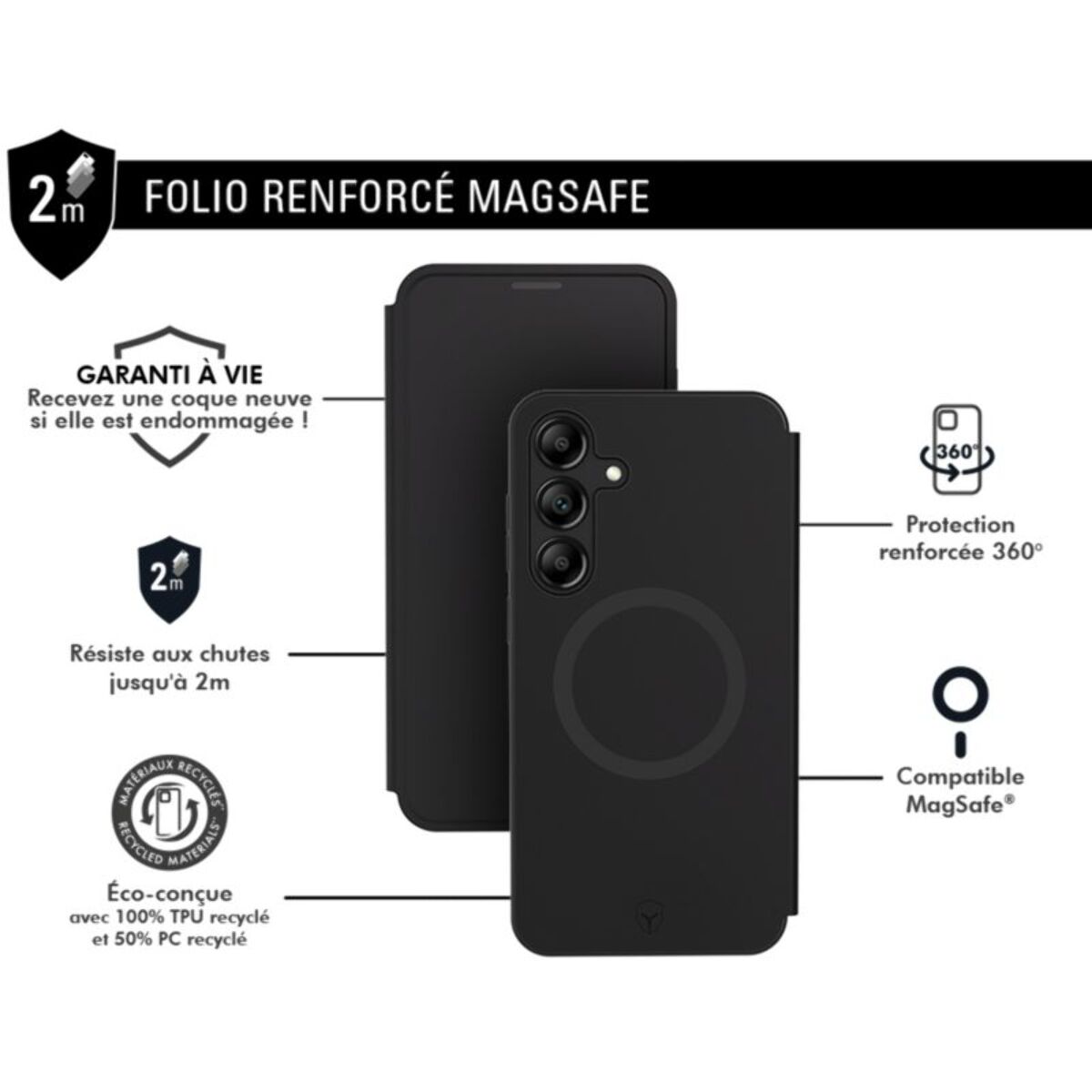 Coque étui FORCE CASE Samsung S25 Magnet Noir
