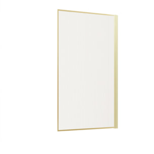 Pare baignoire Rabattable 80x140cm - Profilé Or Doré Brossé - Verre Trempé Ondulé 5mm