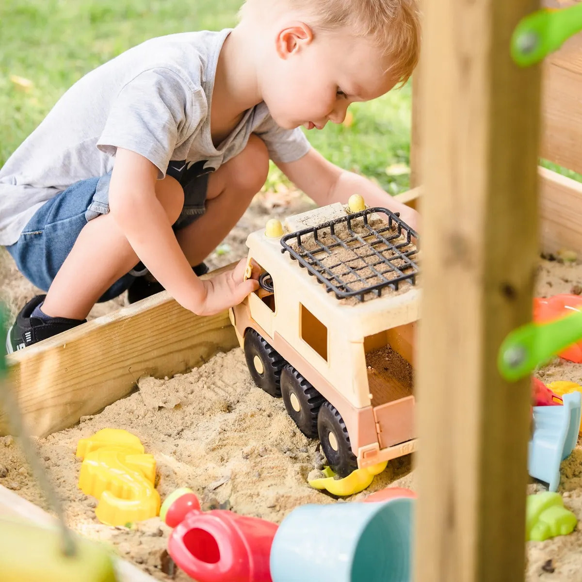 Aire de jeux bois 2,20 m SMART XPERIENCE - 7 enfants