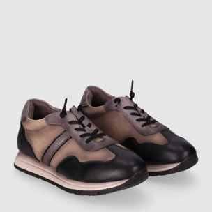 Deportivos de Piel - Negro - Tacón: Bajo