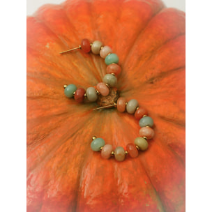 Pendientes Aro Ámbar Stones Acero Baño Oro