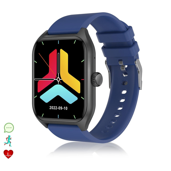 DAM Smartwatch Qx5 con schermo da 1,96 pollici. Chiamate Bluetooth, oltre 100 modalità sportive, misuratore di glucosio e pressione arteriosa.