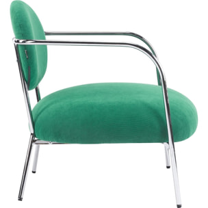 Fauteuil en velours côtelé et piètement chromé - LEON