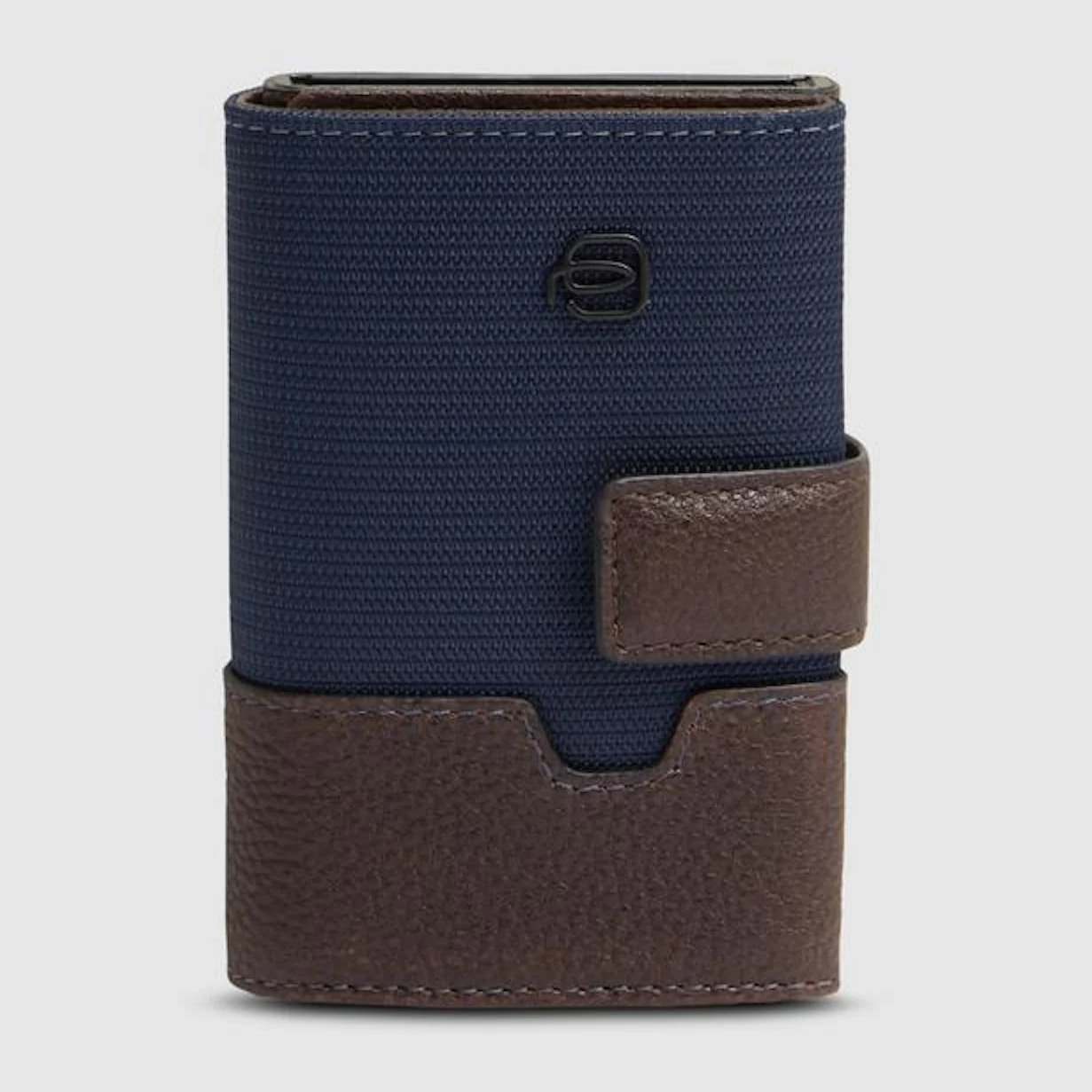 Piquadro Portacarte automatico in pelle e in tessuto riciclato, schermato con protezione RFID